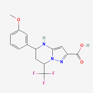 molecular formula C15H14F3N3O3 B4195555 5-(3-methoxyphenyl)-7-(trifluoromethyl)-4,5,6,7-tetrahydropyrazolo[1,5-a]pyrimidine-2-carboxylic acid 