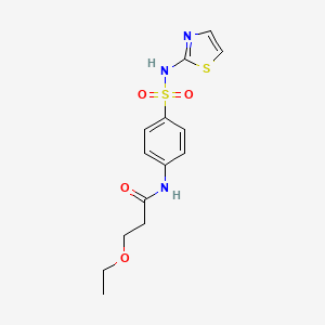 molecular formula C14H17N3O4S2 B4195559 3-ethoxy-N-{4-[(1,3-thiazol-2-ylamino)sulfonyl]phenyl}propanamide 