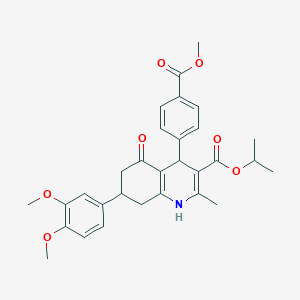 molecular formula C30H33NO7 B419558 Isopropyl 7-(3,4-dimethoxyphenyl)-4-[4-(methoxycarbonyl)phenyl]-2-methyl-5-oxo-1,4,5,6,7,8-hexahydro-3-quinolinecarboxylate 