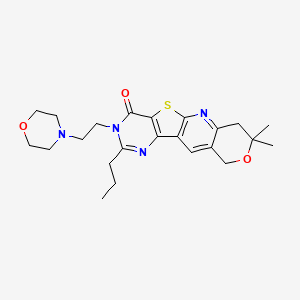 5,5-dimethyl-14-(2-morpholin-4-ylethyl)-13-propyl-6-oxa-17-thia-2,12,14-triazatetracyclo[8.7.0.03,8.011,16]heptadeca-1,3(8),9,11(16),12-pentaen-15-one