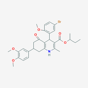molecular formula C30H34BrNO6 B419560 Sec-butyl 4-(5-bromo-2-methoxyphenyl)-7-(3,4-dimethoxyphenyl)-2-methyl-5-oxo-1,4,5,6,7,8-hexahydro-3-quinolinecarboxylate 