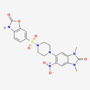 molecular formula C20H20N6O7S B4195610 6-{[4-(1,3-dimethyl-6-nitro-2-oxo-2,3-dihydro-1H-benzimidazol-5-yl)-1-piperazinyl]sulfonyl}-1,3-benzoxazol-2(3H)-one 