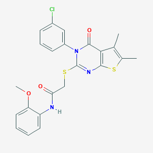 2-{[3-(3-chlorophenyl)-5,6-dimethyl-4-oxo-3,4-dihydrothieno[2,3-d]pyrimidin-2-yl]sulfanyl}-N-(2-methoxyphenyl)acetamide