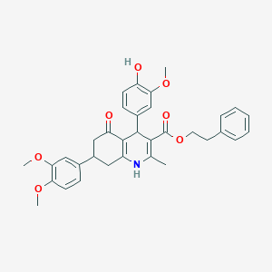 2-Phenylethyl 7-(3,4-dimethoxyphenyl)-4-(4-hydroxy-3-methoxyphenyl)-2-methyl-5-oxo-1,4,5,6,7,8-hexahydro-3-quinolinecarboxylate