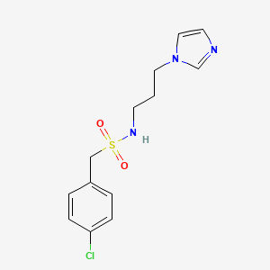 molecular formula C13H16ClN3O2S B4195656 1-(4-chlorophenyl)-N-[3-(1H-imidazol-1-yl)propyl]methanesulfonamide 