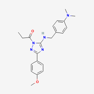 molecular formula C21H25N5O2 B4195659 N-[4-(dimethylamino)benzyl]-3-(4-methoxyphenyl)-1-propionyl-1H-1,2,4-triazol-5-amine 