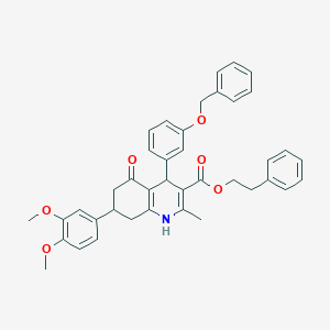 molecular formula C40H39NO6 B419566 2-Phenylethyl 4-[3-(benzyloxy)phenyl]-7-(3,4-dimethoxyphenyl)-2-methyl-5-oxo-1,4,5,6,7,8-hexahydro-3-quinolinecarboxylate 