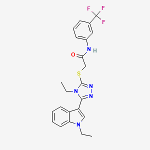 molecular formula C23H22F3N5OS B4195662 2-{[4-ethyl-5-(1-ethyl-1H-indol-3-yl)-4H-1,2,4-triazol-3-yl]thio}-N-[3-(trifluoromethyl)phenyl]acetamide 