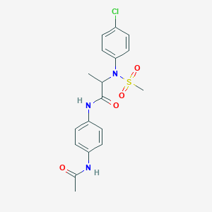 molecular formula C18H20ClN3O4S B4195679 N~1~-[4-(acetylamino)phenyl]-N~2~-(4-chlorophenyl)-N~2~-(methylsulfonyl)alaninamide 