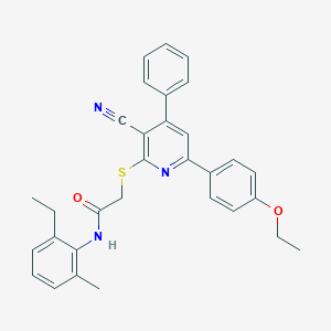 2-{[3-cyano-6-(4-ethoxyphenyl)-4-phenyl-2-pyridinyl]sulfanyl}-N-(2-ethyl-6-methylphenyl)acetamide
