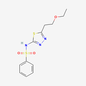 molecular formula C12H15N3O3S2 B4195710 N-[5-(2-ethoxyethyl)-1,3,4-thiadiazol-2-yl]benzenesulfonamide 