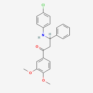 molecular formula C23H22ClNO3 B4195721 3-[(4-chlorophenyl)amino]-1-(3,4-dimethoxyphenyl)-3-phenyl-1-propanone 
