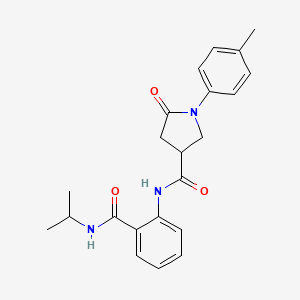 molecular formula C22H25N3O3 B4195730 N-{2-[(isopropylamino)carbonyl]phenyl}-1-(4-methylphenyl)-5-oxo-3-pyrrolidinecarboxamide 