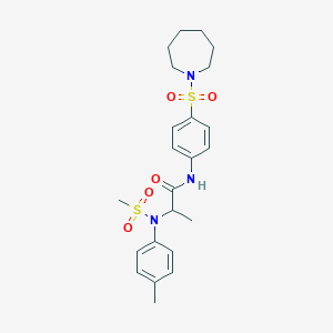 molecular formula C23H31N3O5S2 B4195755 N~1~-[4-(1-azepanylsulfonyl)phenyl]-N~2~-(4-methylphenyl)-N~2~-(methylsulfonyl)alaninamide 