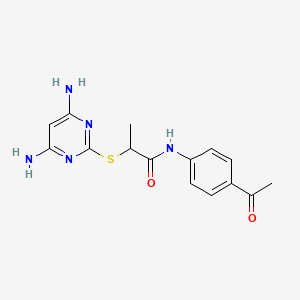 molecular formula C15H17N5O2S B4195767 N-(4-acetylphenyl)-2-[(4,6-diamino-2-pyrimidinyl)thio]propanamide 