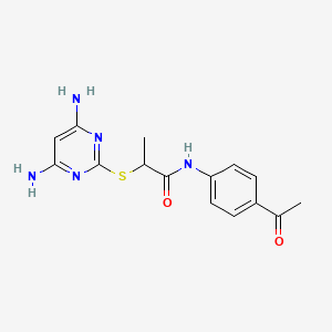 molecular formula C15H17N5O2S B4195767 N~1~-(4-ACETYLPHENYL)-2-[(4,6-DIAMINO-2-PYRIMIDINYL)SULFANYL]PROPANAMIDE 