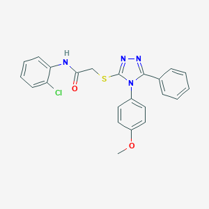 molecular formula C23H19ClN4O2S B419577 N-(2-chlorophenyl)-2-{[4-(4-methoxyphenyl)-5-phenyl-4H-1,2,4-triazol-3-yl]sulfanyl}acetamide 