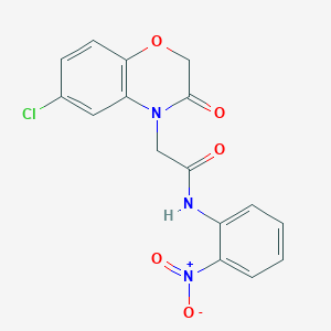 molecular formula C16H12ClN3O5 B4195799 2-(6-chloro-3-oxo-2,3-dihydro-4H-1,4-benzoxazin-4-yl)-N-(2-nitrophenyl)acetamide 