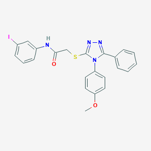 molecular formula C23H19IN4O2S B419582 N-(3-iodophenyl)-2-{[4-(4-methoxyphenyl)-5-phenyl-4H-1,2,4-triazol-3-yl]sulfanyl}acetamide 