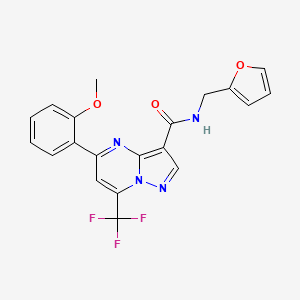 molecular formula C20H15F3N4O3 B4195826 N-(2-furylmethyl)-5-(2-methoxyphenyl)-7-(trifluoromethyl)pyrazolo[1,5-a]pyrimidine-3-carboxamide 