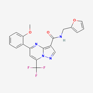 molecular formula C20H15F3N4O3 B4195826 N-(furan-2-ylmethyl)-5-(2-methoxyphenyl)-7-(trifluoromethyl)pyrazolo[1,5-a]pyrimidine-3-carboxamide 