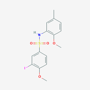 molecular formula C15H16INO4S B4195843 3-iodo-4-methoxy-N-(2-methoxy-5-methylphenyl)benzenesulfonamide 