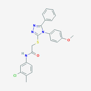 molecular formula C24H21ClN4O2S B419585 N-(3-chloro-4-methylphenyl)-2-{[4-(4-methoxyphenyl)-5-phenyl-4H-1,2,4-triazol-3-yl]sulfanyl}acetamide 