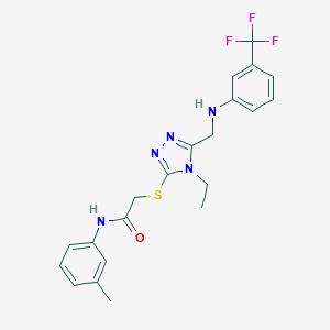 2-[(4-ethyl-5-{[3-(trifluoromethyl)anilino]methyl}-4H-1,2,4-triazol-3-yl)sulfanyl]-N-(3-methylphenyl)acetamide