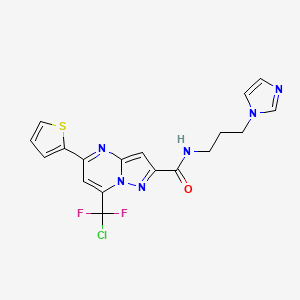 molecular formula C18H15ClF2N6OS B4195863 7-[chloro(difluoro)methyl]-N-[3-(1H-imidazol-1-yl)propyl]-5-(2-thienyl)pyrazolo[1,5-a]pyrimidine-2-carboxamide 