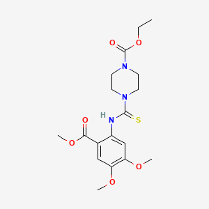 ethyl 4-({[4,5-dimethoxy-2-(methoxycarbonyl)phenyl]amino}carbonothioyl)-1-piperazinecarboxylate