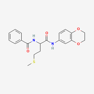 molecular formula C20H22N2O4S B4195887 N-[1-[(2,3-dihydro-1,4-benzodioxin-6-ylamino)carbonyl]-3-(methylthio)propyl]benzamide 