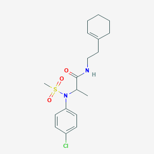 molecular formula C18H25ClN2O3S B4195896 N~2~-(4-chlorophenyl)-N~1~-[2-(1-cyclohexen-1-yl)ethyl]-N~2~-(methylsulfonyl)alaninamide 