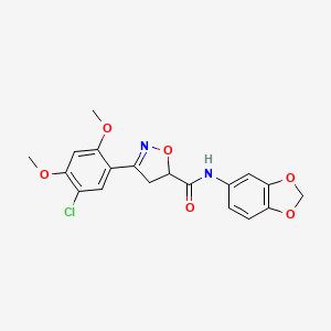 molecular formula C19H17ClN2O6 B4195939 N-1,3-benzodioxol-5-yl-3-(5-chloro-2,4-dimethoxyphenyl)-4,5-dihydro-5-isoxazolecarboxamide 