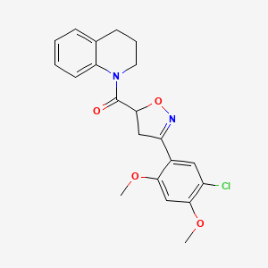 molecular formula C21H21ClN2O4 B4195942 1-{[3-(5-chloro-2,4-dimethoxyphenyl)-4,5-dihydro-5-isoxazolyl]carbonyl}-1,2,3,4-tetrahydroquinoline 