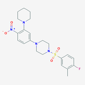 molecular formula C22H27FN4O4S B4195956 1-[(4-fluoro-3-methylphenyl)sulfonyl]-4-[4-nitro-3-(1-piperidinyl)phenyl]piperazine CAS No. 831212-03-4