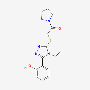 molecular formula C16H20N4O2S B4195976 2-(4-ethyl-5-{[2-oxo-2-(1-pyrrolidinyl)ethyl]thio}-4H-1,2,4-triazol-3-yl)phenol 