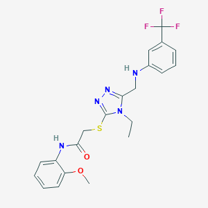 2-[(4-ethyl-5-{[3-(trifluoromethyl)anilino]methyl}-4H-1,2,4-triazol-3-yl)sulfanyl]-N-(2-methoxyphenyl)acetamide