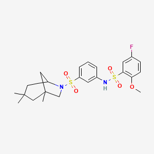 molecular formula C23H29FN2O5S2 B4195981 5-fluoro-2-methoxy-N-{3-[(1,3,3-trimethyl-6-azabicyclo[3.2.1]oct-6-yl)sulfonyl]phenyl}benzenesulfonamide 