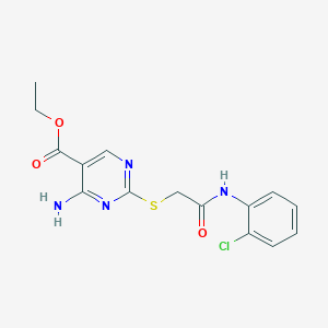 molecular formula C15H15ClN4O3S B419599 Ethyl 4-amino-2-({2-[(2-chlorophenyl)amino]-2-oxoethyl}sulfanyl)pyrimidine-5-carboxylate 