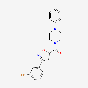 molecular formula C20H20BrN3O2 B4195996 1-{[3-(3-bromophenyl)-4,5-dihydro-5-isoxazolyl]carbonyl}-4-phenylpiperazine 