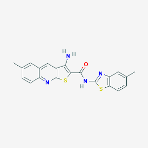 molecular formula C21H16N4OS2 B419601 3-amino-6-methyl-N-(5-methyl-1,3-benzothiazol-2-yl)thieno[2,3-b]quinoline-2-carboxamide 