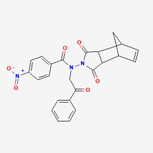 molecular formula C24H19N3O6 B4196018 N-(3,5-dioxo-4-azatricyclo[5.2.1.0~2,6~]dec-8-en-4-yl)-4-nitro-N-(2-oxo-2-phenylethyl)benzamide 