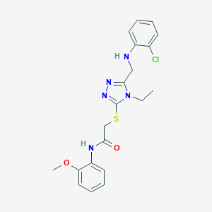 2-({5-[(2-chloroanilino)methyl]-4-ethyl-4H-1,2,4-triazol-3-yl}sulfanyl)-N-(2-methoxyphenyl)acetamide