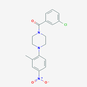 molecular formula C18H18ClN3O3 B4196020 1-(3-chlorobenzoyl)-4-(2-methyl-4-nitrophenyl)piperazine 