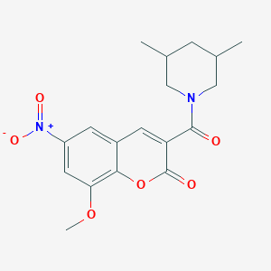 3-[(3,5-dimethyl-1-piperidinyl)carbonyl]-8-methoxy-6-nitro-2H-chromen-2-one