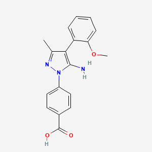 molecular formula C18H17N3O3 B4196029 4-[5-amino-4-(2-methoxyphenyl)-3-methyl-1H-pyrazol-1-yl]benzoic acid 