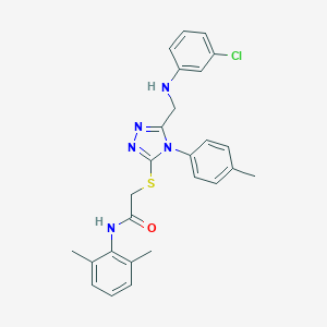 molecular formula C26H26ClN5OS B419606 2-{[5-[(3-chloroanilino)methyl]-4-(4-methylphenyl)-4H-1,2,4-triazol-3-yl]sulfanyl}-N-(2,6-dimethylphenyl)acetamide 
