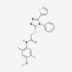 molecular formula C23H22N4O2S2 B4196077 N-(4-methoxy-2,5-dimethylphenyl)-2-{[4-phenyl-5-(2-thienyl)-4H-1,2,4-triazol-3-yl]thio}acetamide 