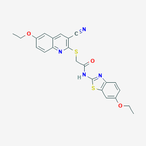 2-[(3-cyano-6-ethoxy-2-quinolinyl)sulfanyl]-N-(6-ethoxy-1,3-benzothiazol-2-yl)acetamide