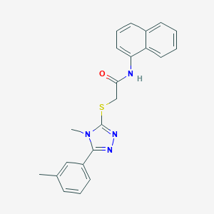 molecular formula C22H20N4OS B419610 2-{[4-methyl-5-(3-methylphenyl)-4H-1,2,4-triazol-3-yl]sulfanyl}-N-(1-naphthyl)acetamide CAS No. 333324-30-4